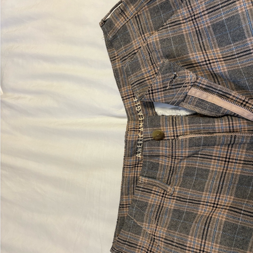 American Eagle Outfitters Wide Leg Plaid Pants - Gray and Tan - Picture 4 of 6